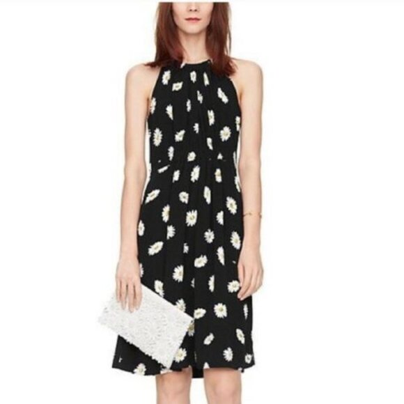 kate spade Dresses & Skirts - Kate Spade Daisy Print Halter Dress Black Yellow White Women's Size 10 H11549